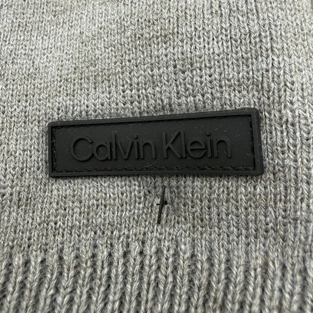 Calvin Klein Mens Grey Knit Beanie Hat and Scarf Gift Set CKMC548806C-032
